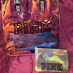 Victoria's Secret PINK Iridescent  Tote &Pouch Set